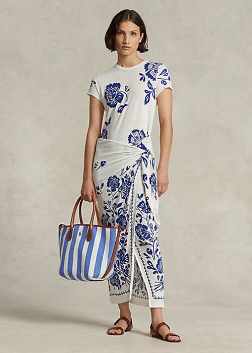 Blue Women’s Ralph Lauren Floral Faux-Wrap Jersey Dress Blue Women’s Ralph Lauren Floral Faux-Wrap Jersey Dress