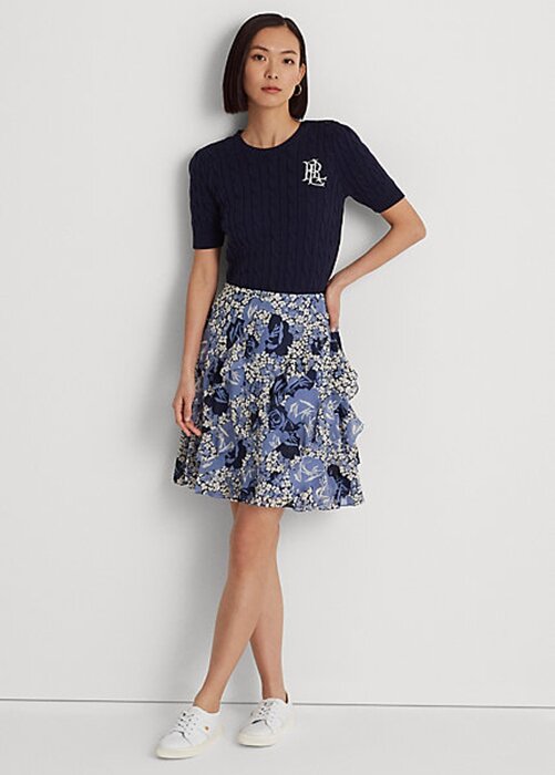 Blue Women’s Ralph Lauren Floral Ruffle-Trim Georgette Skirts Blue Women’s Ralph Lauren Floral Ruffle-Trim Georgette Skirts