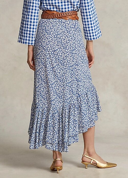 Blue Women’s Ralph Lauren Floral Ruffled Crepe Skirts Blue Women’s Ralph Lauren Floral Ruffled Crepe Skirts