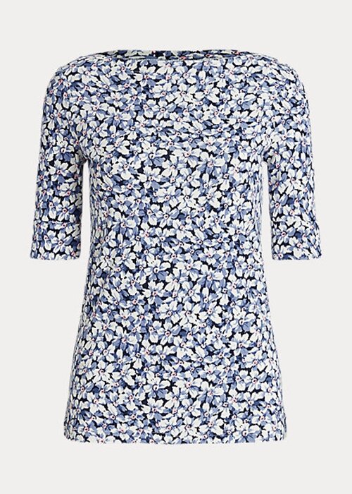 Blue Women’s Ralph Lauren Floral Stretch Cotton T Shirts Blue Women’s Ralph Lauren Floral Stretch Cotton T Shirts