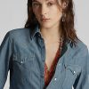 Blue Women’s Ralph Lauren Indigo Chambray Western Shirts Blue Women’s Ralph Lauren Indigo Chambray Western Shirts