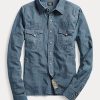 Blue Women’s Ralph Lauren Indigo Chambray Western Shirts Blue Women’s Ralph Lauren Indigo Chambray Western Shirts