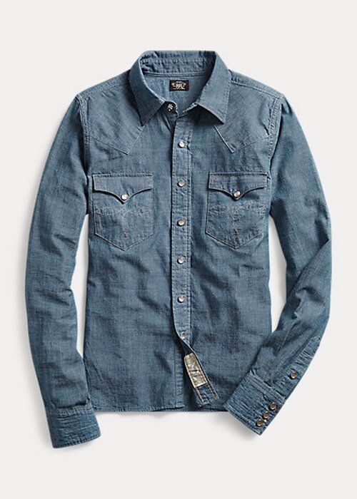 Blue Women’s Ralph Lauren Indigo Chambray Western Shirts Blue Women’s Ralph Lauren Indigo Chambray Western Shirts