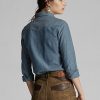 Blue Women’s Ralph Lauren Indigo Chambray Western Shirts Blue Women’s Ralph Lauren Indigo Chambray Western Shirts