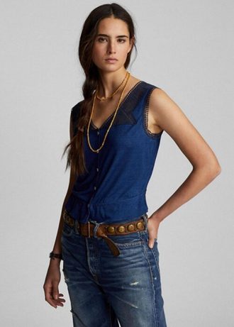 Blue Women’s Ralph Lauren Indigo Crochet-trim Camisole  Tops