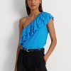 Blue Women’s Ralph Lauren Jersey One-Shoulder Tops Blue Women’s Ralph Lauren Jersey One-Shoulder Tops
