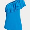 Blue Women’s Ralph Lauren Jersey One-Shoulder Tops Blue Women’s Ralph Lauren Jersey One-Shoulder Tops