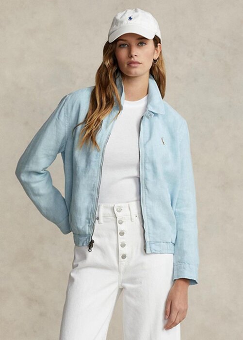 Blue Women’s Ralph Lauren Linen Windbreaker Blue Women’s Ralph Lauren Linen Windbreaker