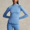 Blue Women’s Ralph Lauren Logo Jersey Long-sleeve Mockneck T Shirts Blue Women’s Ralph Lauren Logo Jersey Long-sleeve Mockneck T Shirts