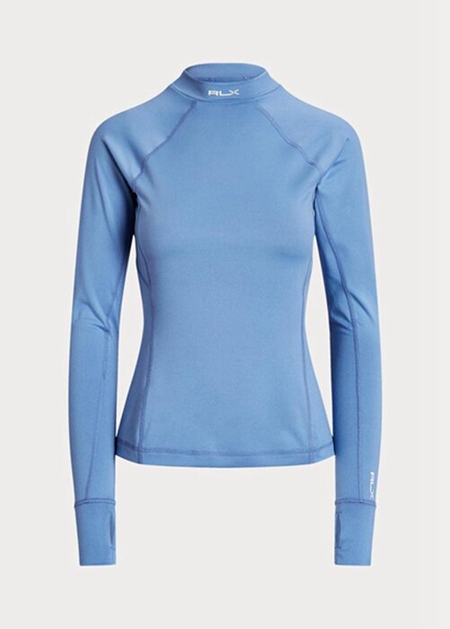 Blue Women’s Ralph Lauren Logo Jersey Long-sleeve Mockneck T Shirts Blue Women’s Ralph Lauren Logo Jersey Long-sleeve Mockneck T Shirts