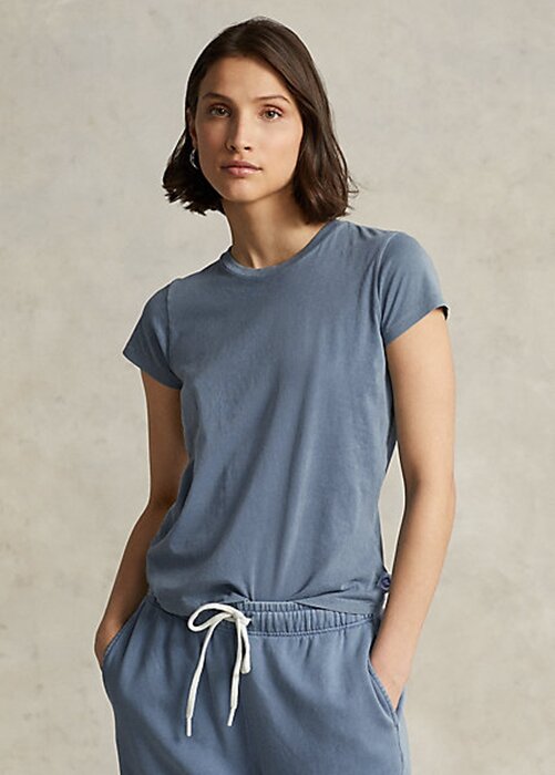 Blue Women’s Ralph Lauren Organic Cotton Crewneck T Shirts Blue Women’s Ralph Lauren Organic Cotton Crewneck T Shirts
