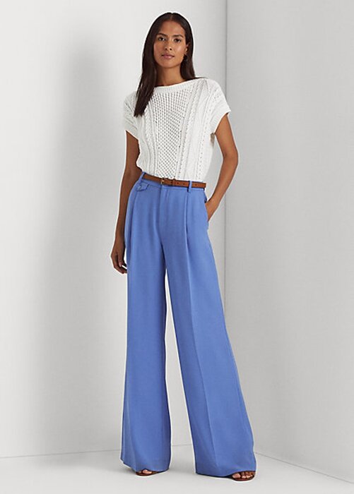 Blue Women’s Ralph Lauren Pleated Georgette Pants Blue Women’s Ralph Lauren Pleated Georgette Pants