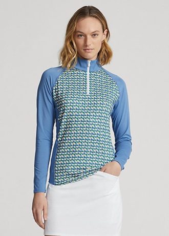 Blue Women’s Ralph Lauren Print Jersey Quarter-Zip Sweatshirts Blue Women’s Ralph Lauren Print Jersey Quarter-Zip Sweatshirts