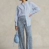 Blue Women’s Ralph Lauren Starburst-Motif Satin Wide-Leg Pants Blue Women’s Ralph Lauren Starburst-Motif Satin Wide-Leg Pants