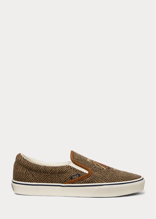 Brown / Brown Men’s Ralph Lauren Keaton Tweed Slip-On Sneakers Brown / Brown Men’s Ralph Lauren Keaton Tweed Slip-On Sneakers