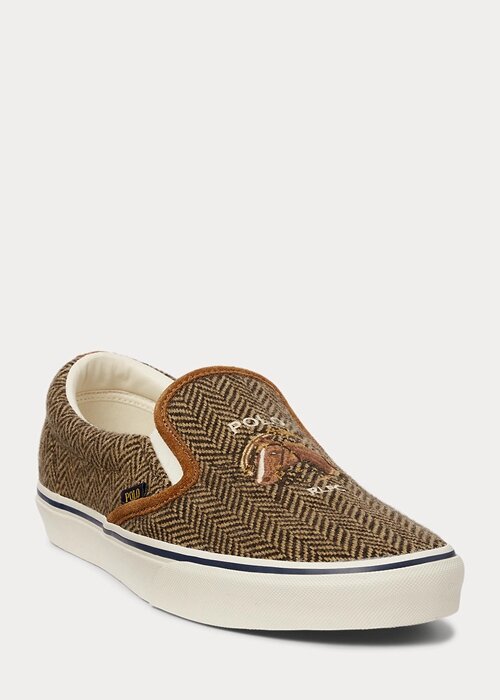 Brown / Brown Men’s Ralph Lauren Keaton Tweed Slip-On Sneakers Brown / Brown Men’s Ralph Lauren Keaton Tweed Slip-On Sneakers