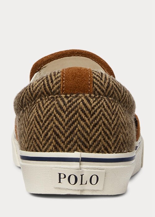 Brown / Brown Men’s Ralph Lauren Keaton Tweed Slip-On Sneakers Brown / Brown Men’s Ralph Lauren Keaton Tweed Slip-On Sneakers