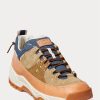 Brown / Indigo Men’s Ralph Lauren Harmon Leather & Denim Sneakers Brown / Indigo Men’s Ralph Lauren Harmon Leather & Denim Sneakers