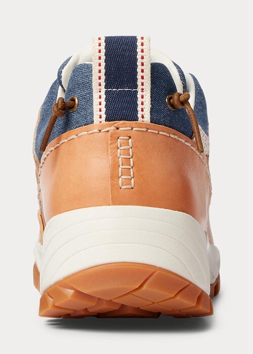 Brown / Indigo Men’s Ralph Lauren Harmon Leather & Denim Sneakers Brown / Indigo Men’s Ralph Lauren Harmon Leather & Denim Sneakers