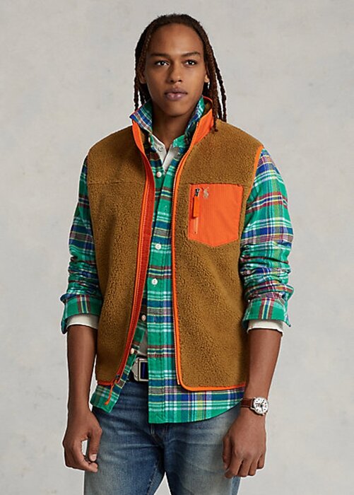Brown Men’s Ralph Lauren Bonded Pile Fleece Vest Brown Men’s Ralph Lauren Bonded Pile Fleece Vest