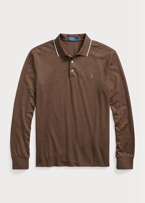 Brown Men’s Ralph Lauren Custom Slim Fit Birdseye Polo Shirts Brown Men’s Ralph Lauren Custom Slim Fit Birdseye Polo Shirts