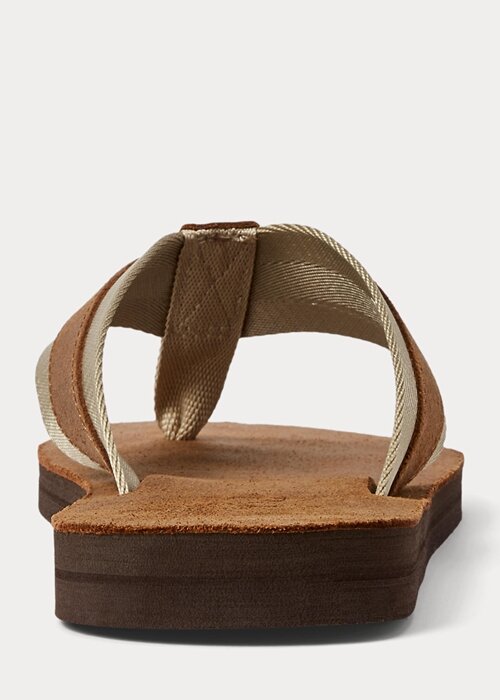 Brown Men’s Ralph Lauren Grosgrain-Trim Suede Flip Flops Brown Men’s Ralph Lauren Grosgrain-Trim Suede Flip Flops