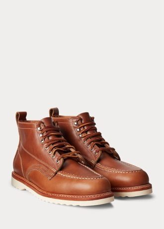 Brown Men’s Ralph Lauren Leather Lace-Up Boots
