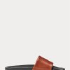 Brown Men’s Ralph Lauren Signature Pony Leather Slippers