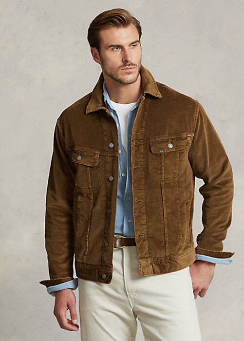 Brown Men’s Ralph Lauren Stretch Corduroy Trucker Jackets Brown Men’s Ralph Lauren Stretch Corduroy Trucker Jackets