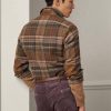 Brown Men’s Ralph Lauren Suede-patch Plaid Wool Tweed Shirts Brown Men’s Ralph Lauren Suede-patch Plaid Wool Tweed Shirts