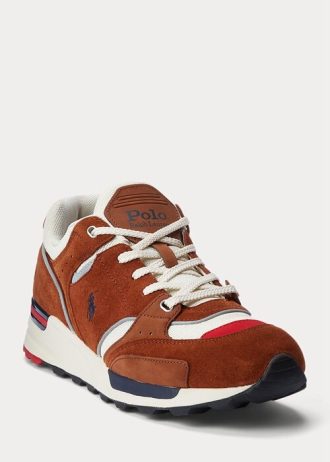 Brown Men’s Ralph Lauren Trackster 200 Suede & Mesh Sneakers