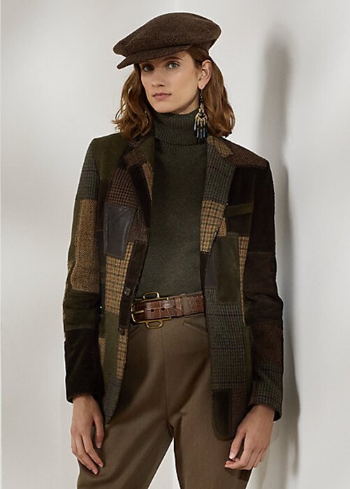 Brown / Olive Women’s Ralph Lauren Hailey Patchwork Tweed Jackets Brown / Olive Women’s Ralph Lauren Hailey Patchwork Tweed Jackets