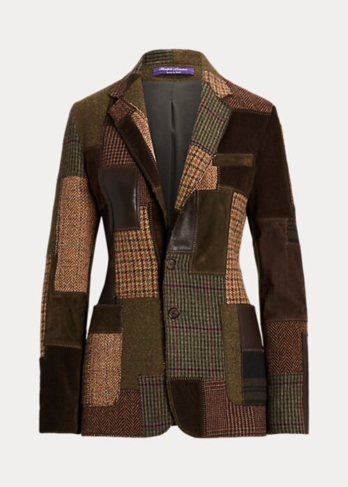 Brown / Olive Women’s Ralph Lauren Hailey Patchwork Tweed Jackets Brown / Olive Women’s Ralph Lauren Hailey Patchwork Tweed Jackets