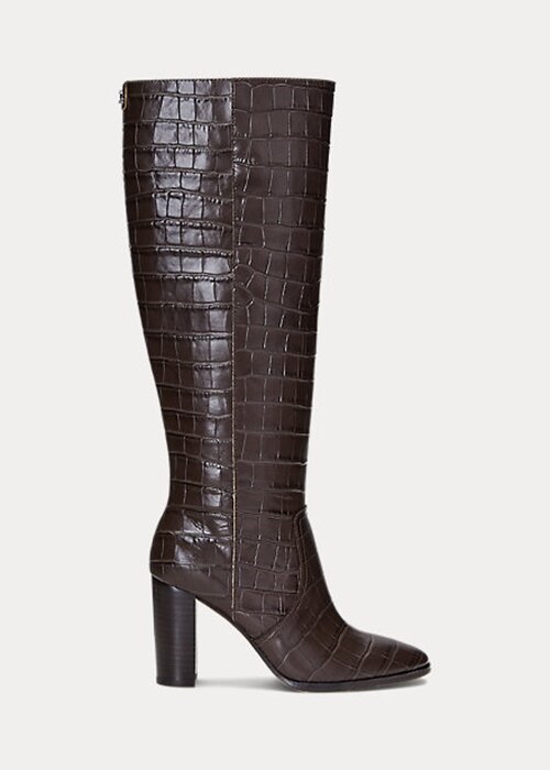 Brown Women’s Ralph Lauren Ashlynn Embossed Leather Boots Brown Women’s Ralph Lauren Ashlynn Embossed Leather Boots