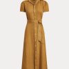 Brown Women’s Ralph Lauren Belted Linen Short- Dress Brown Women’s Ralph Lauren Belted Linen Short- Dress
