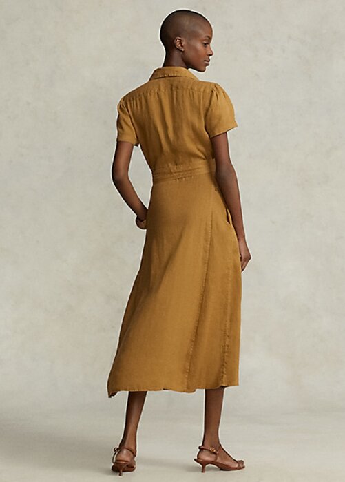 Brown Women’s Ralph Lauren Belted Linen Short- Dress Brown Women’s Ralph Lauren Belted Linen Short- Dress