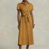 Brown Women’s Ralph Lauren Belted Linen Short-Sleevedress Dress Brown Women’s Ralph Lauren Belted Linen Short-Sleevedress Dress