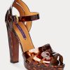 Brown Women’s Ralph Lauren Callahan Patent Calfskin Sandals
