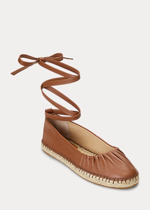 Brown Women’s Ralph Lauren Cecilia Nappa Leather Lace-Up Flat Shoes Brown Women’s Ralph Lauren Cecilia Nappa Leather Lace-Up Flat Shoes