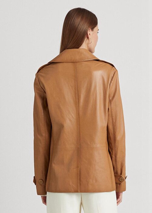 Brown Women’s Ralph Lauren Double-breasted Nappa Leather Coats Brown Women’s Ralph Lauren Double-breasted Nappa Leather Coats