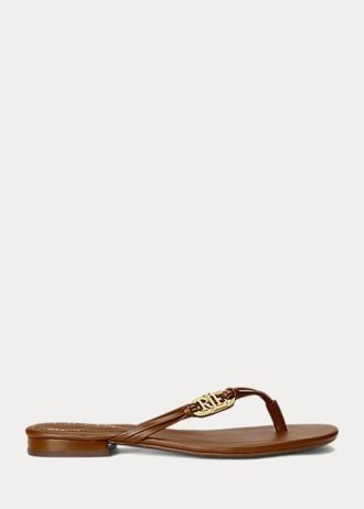 Brown Women’s Ralph Lauren Emalia Nappa Leather Flip Flops Brown Women’s Ralph Lauren Emalia Nappa Leather Flip Flops