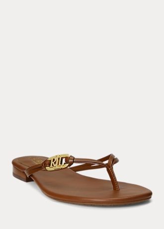 Brown Women’s Ralph Lauren Emalia Nappa Leather Flip Flops Brown Women’s Ralph Lauren Emalia Nappa Leather Flip Flops