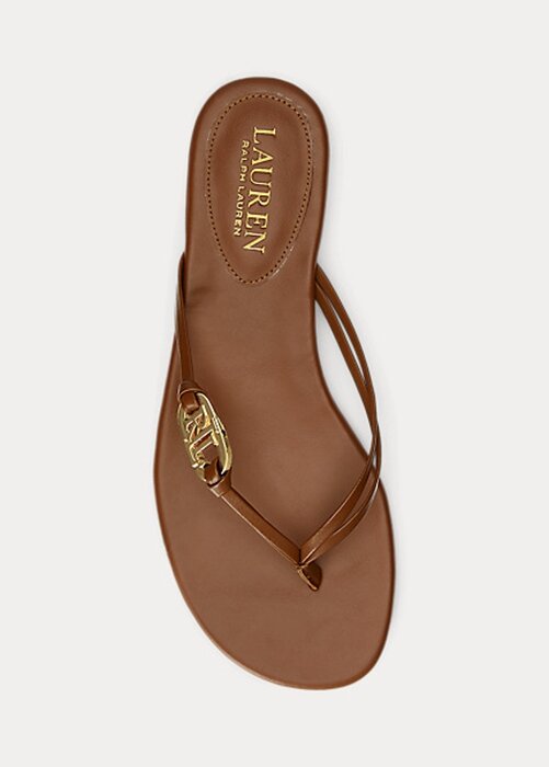Brown Women’s Ralph Lauren Emalia Nappa Leather Flip Flops Brown Women’s Ralph Lauren Emalia Nappa Leather Flip Flops