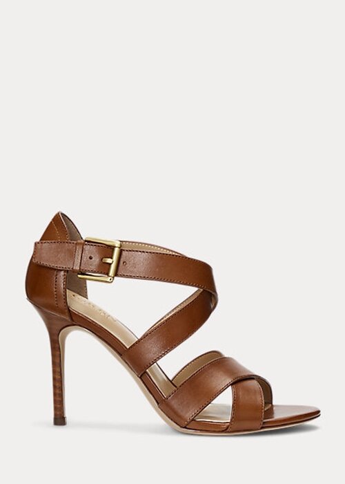 Brown Women’s Ralph Lauren Gisella Burnished Leather Heels Brown Women’s Ralph Lauren Gisella Burnished Leather Heels