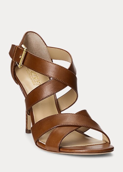 Brown Women’s Ralph Lauren Gisella Burnished Leather Heels Brown Women’s Ralph Lauren Gisella Burnished Leather Heels
