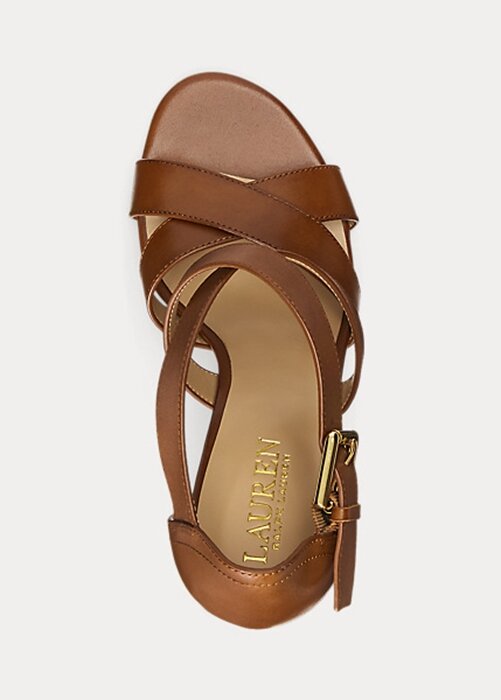 Brown Women’s Ralph Lauren Gisella Burnished Leather Heels Brown Women’s Ralph Lauren Gisella Burnished Leather Heels