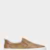 Brown Women’s Ralph Lauren Haddley Logo Leather Slip-On Sneakers Brown Women’s Ralph Lauren Haddley Logo Leather Slip-On Sneakers