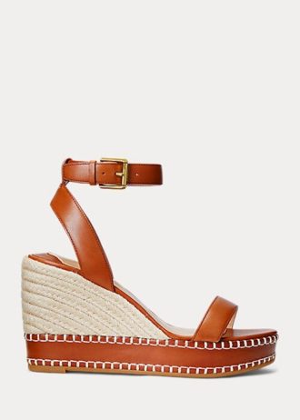 Brown Women’s Ralph Lauren Hilarie Leather Espadrille
