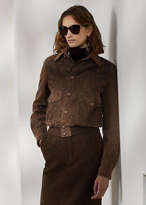 Brown Women’s Ralph Lauren Hugh Lamb-Suede & Herringbone Jackets Brown Women’s Ralph Lauren Hugh Lamb-Suede & Herringbone Jackets