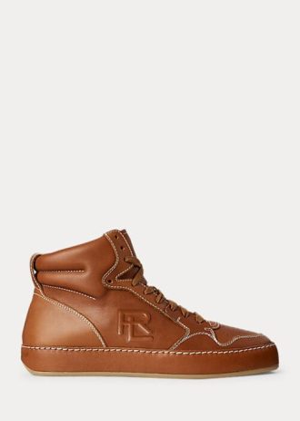 Brown Women’s Ralph Lauren Jaemyn Calfskin High-Top Sneakers